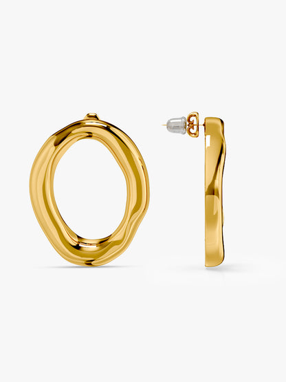 Chunky Hollow Gold Plated Hoop Earrings