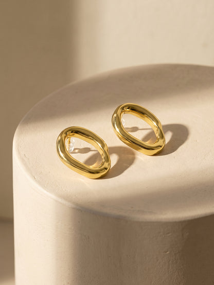 Chunky Hollow Gold Plated Hoop Earrings