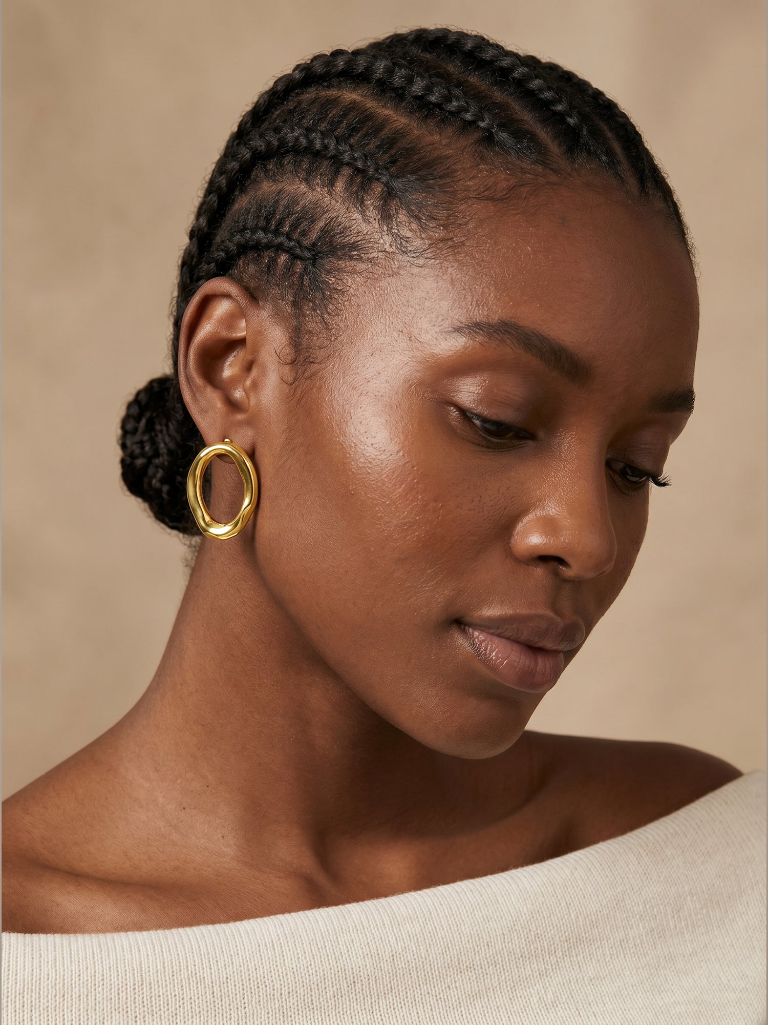 Chunky Hollow Gold Plated Hoop Earrings