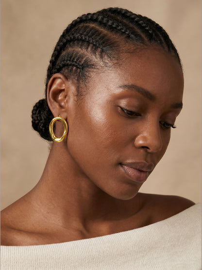 Chunky Hollow Gold Plated Hoop Earrings