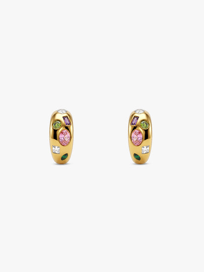 Marble Mix Gold Plated Hoop Earrings