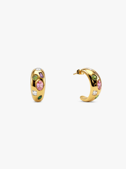 Marble Mix Gold Plated Hoop Earrings