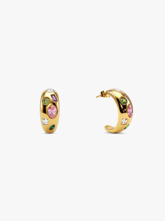 Marble Mix Gold Plated Hoop Earrings