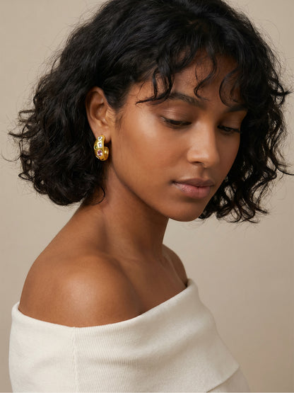 Marble Mix Gold Plated Hoop Earrings
