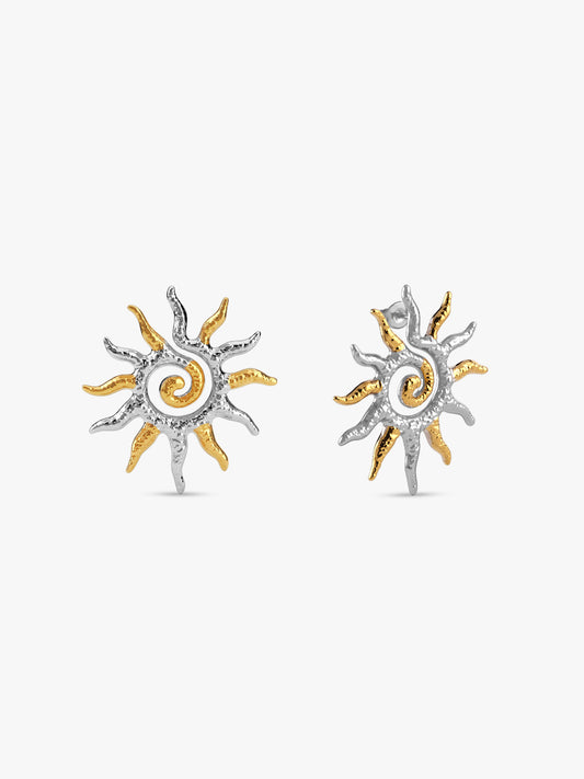 Sun Drama Dual Tone Earrings