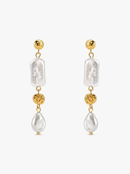 Pearl Bar Babe Gold Plated Earrings