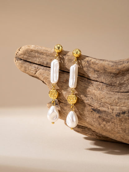 Pearl Bar Babe Gold Plated Earrings