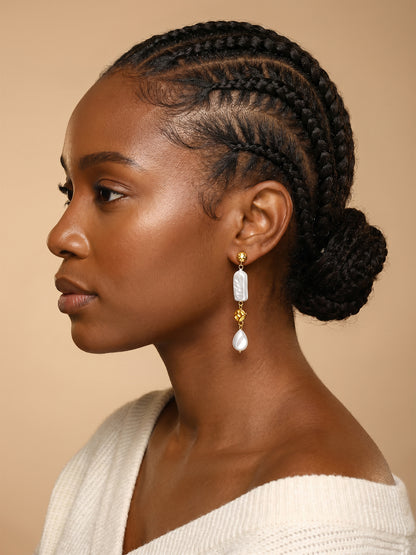 Pearl Bar Babe Gold Plated Earrings