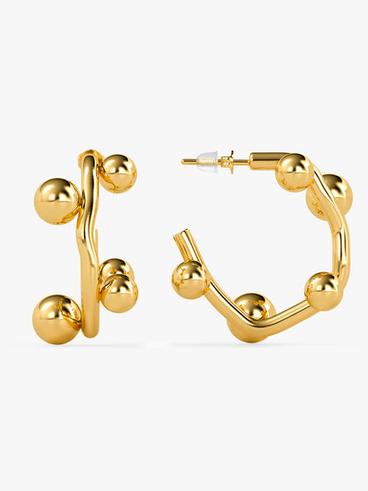 Bubble Loop Rise Gold Plated Earrings