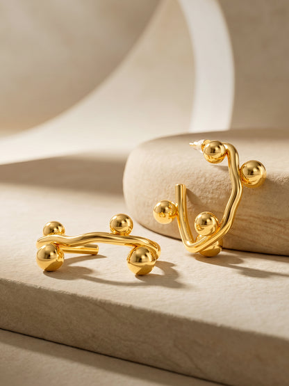 Bubble Loop Rise Gold Plated Earrings