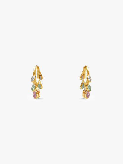 Multi Stone Drop Gold Plated Earrings