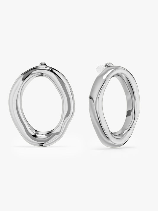 Rounded Edge Stainless Steel Hoop Earrings
