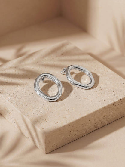 Rounded Edge Stainless Steel Hoop Earrings