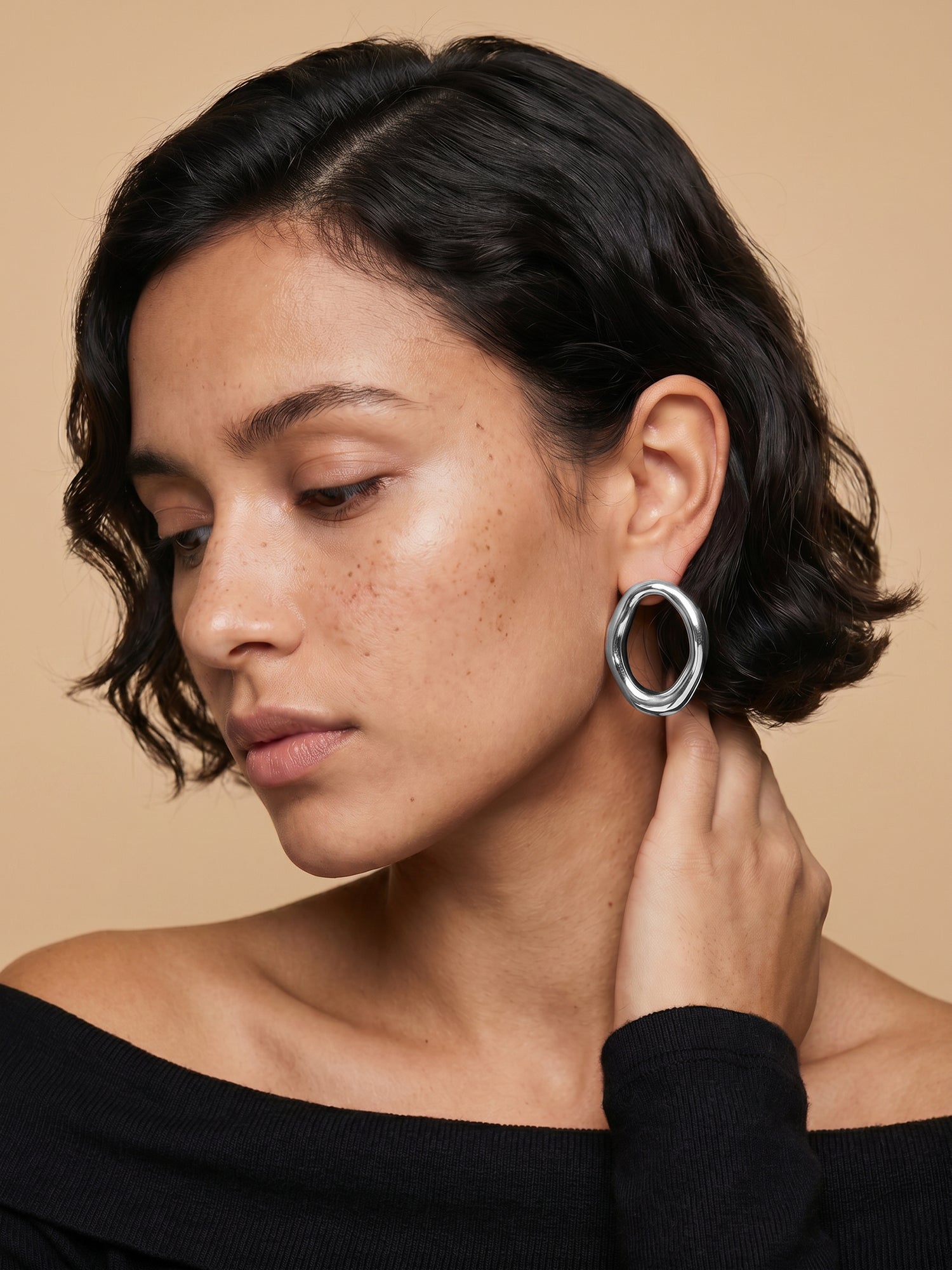 Rounded Edge Stainless Steel Hoop Earrings