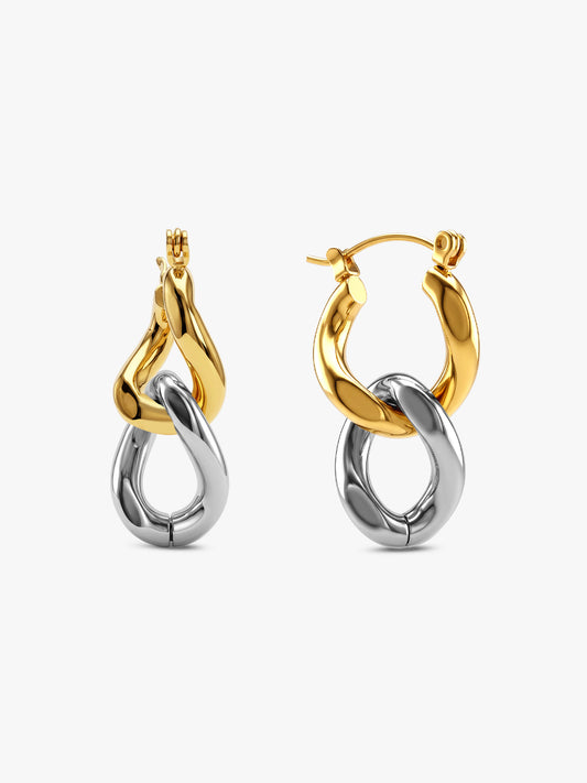 Twist & Turn Dual Tone Earrings