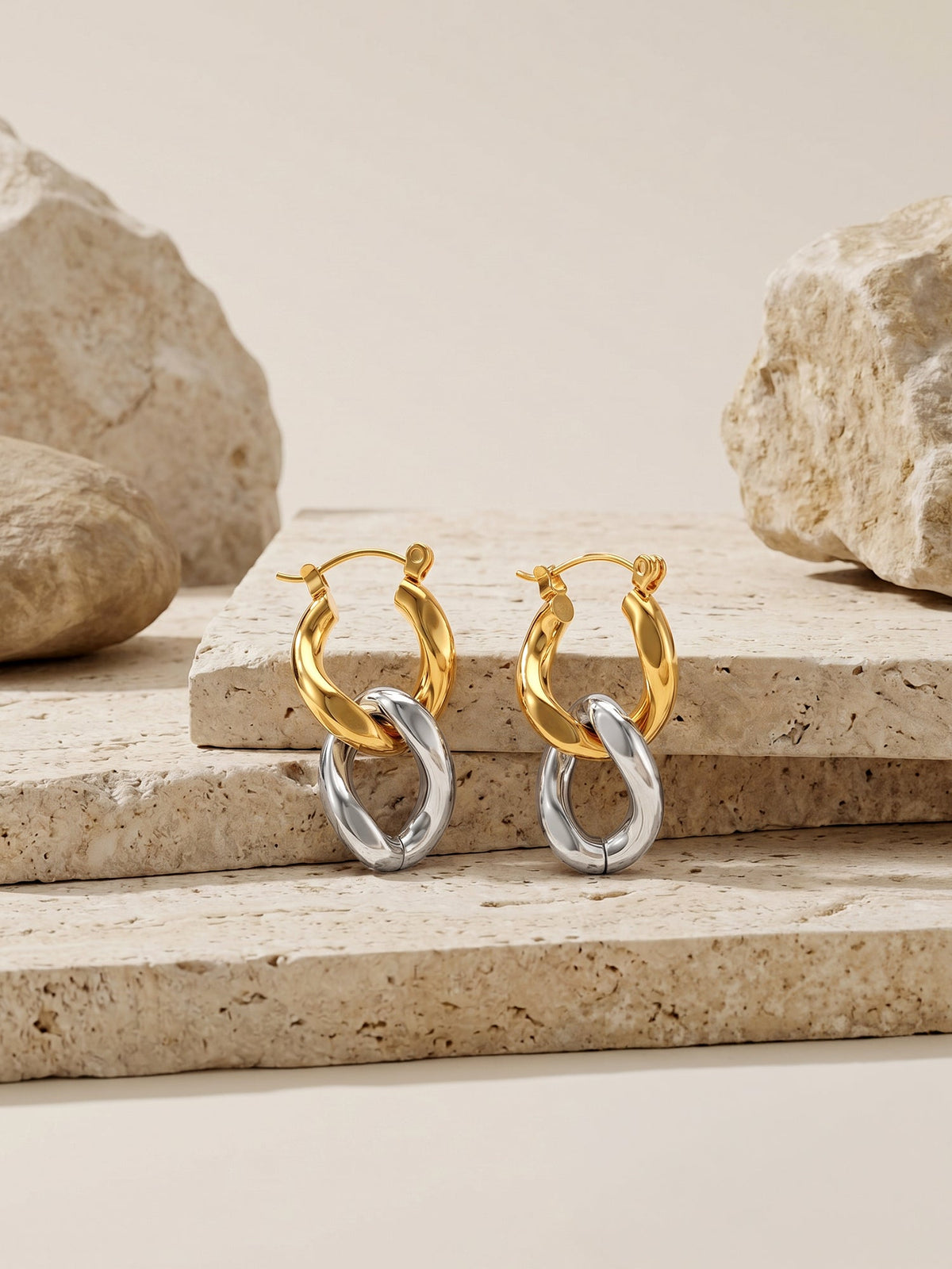IXIA by GIVA Twist & Turn Dual Tone Earrings