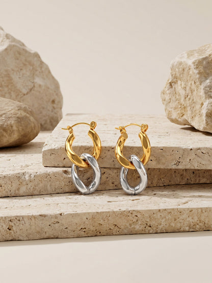 OnnMe by GIVA Twist & Turn Dual Tone Earrings