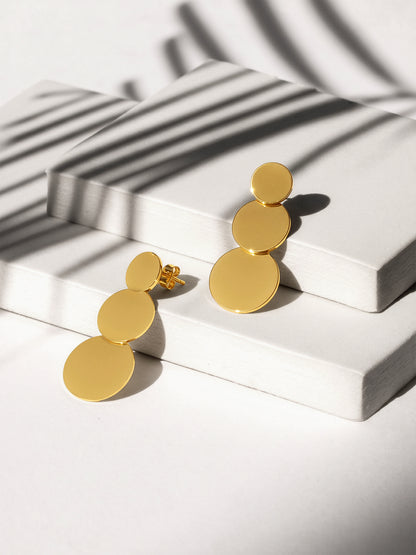 Melt Disc Gold Plated Earrings