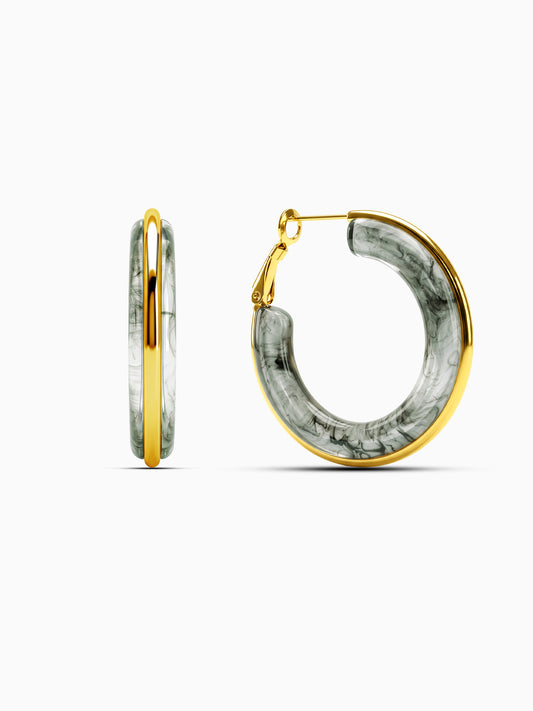 Marble Edge Gold Plated Hoop Earrings