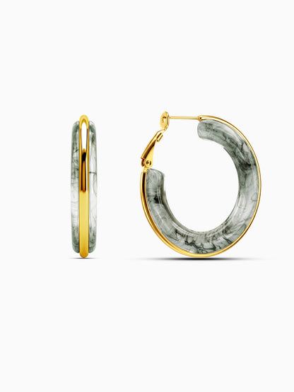 Marble Edge Gold Plated Hoop Earrings