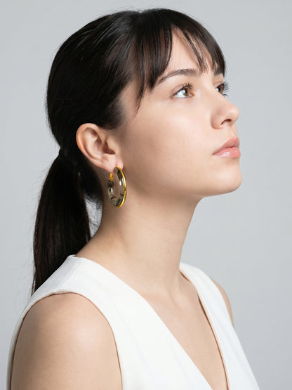 Marble Edge Gold Plated Hoop Earrings