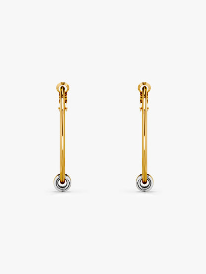 Orb Detail Dual Tone Hoop Earrings