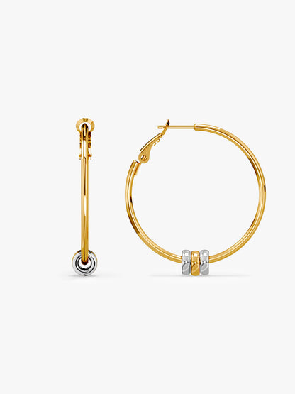 Orb Detail Dual Tone Hoop Earrings