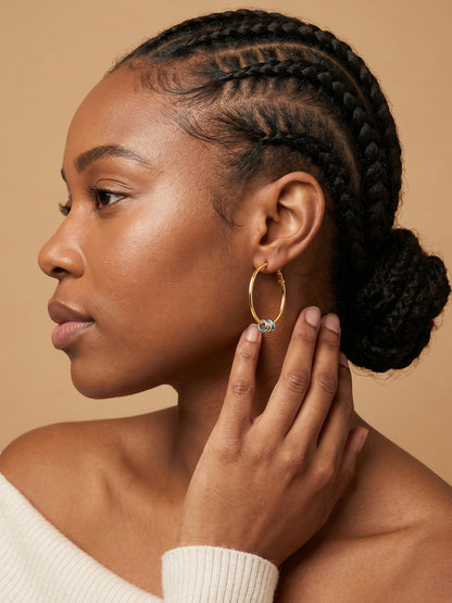 Orb Detail Dual Tone Hoop Earrings