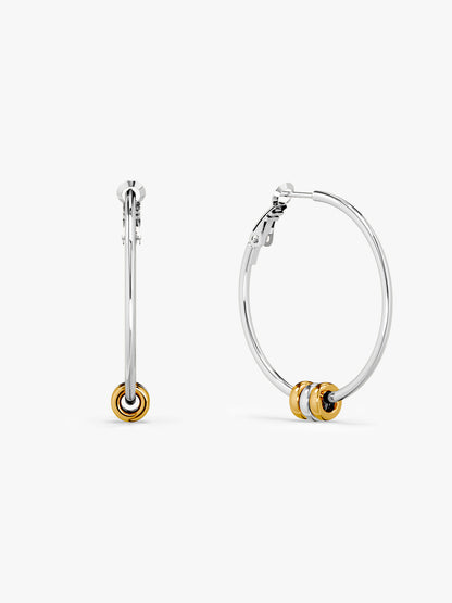 Mixed Loop Dual Tone Hoop Earrings