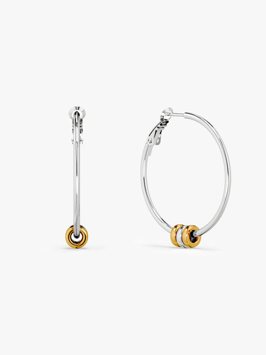 Mixed Loop Dual Tone Hoop Earrings