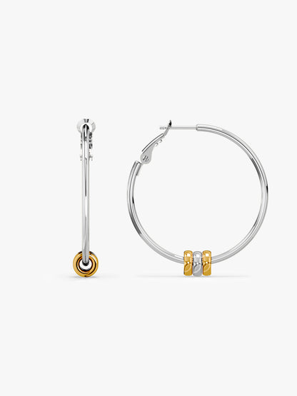 Mixed Loop Dual Tone Hoop Earrings