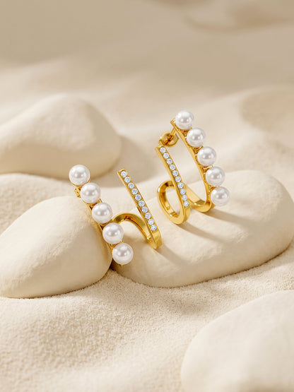 Pearl Core Gold Plated Earrings