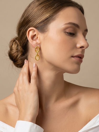 Chain Mismatched Gold Plated Earrings