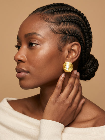 Eggy Pearl Gold Plated Studs