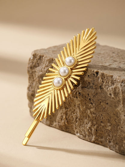 Solar Pearl Gold Plated Hair Clip