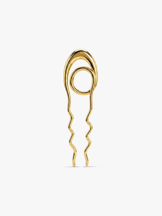 Wavy Static Gold Plated Hair Pin