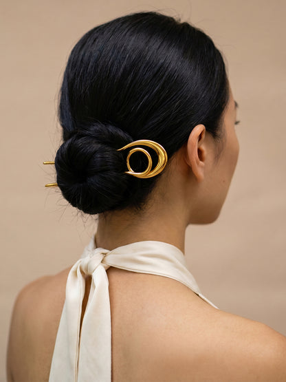 Wavy Static Gold Plated Hair Pin