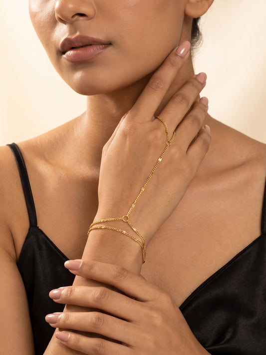 IXIA by GIVA Chain Move Gold Plated Hathphool