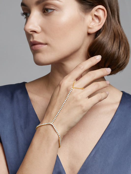 IXIA by GIVA Hand Me Down Gold Plated Hathphool