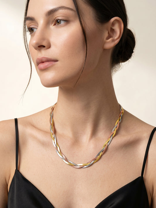 OnnMe by GIVA Mixed Replay Triple Tone Necklace