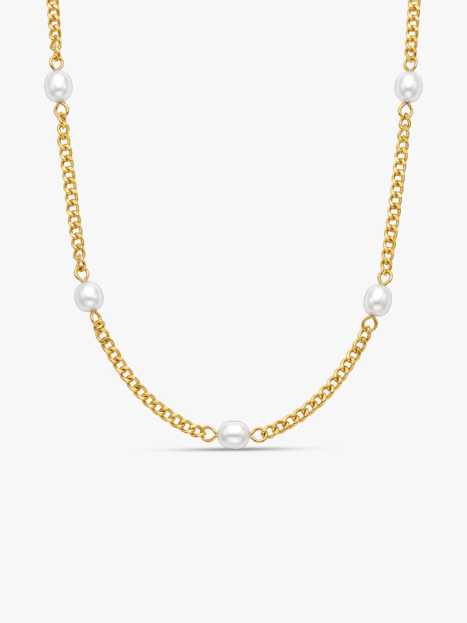 Pearl Current Gold Plated Station Necklace
