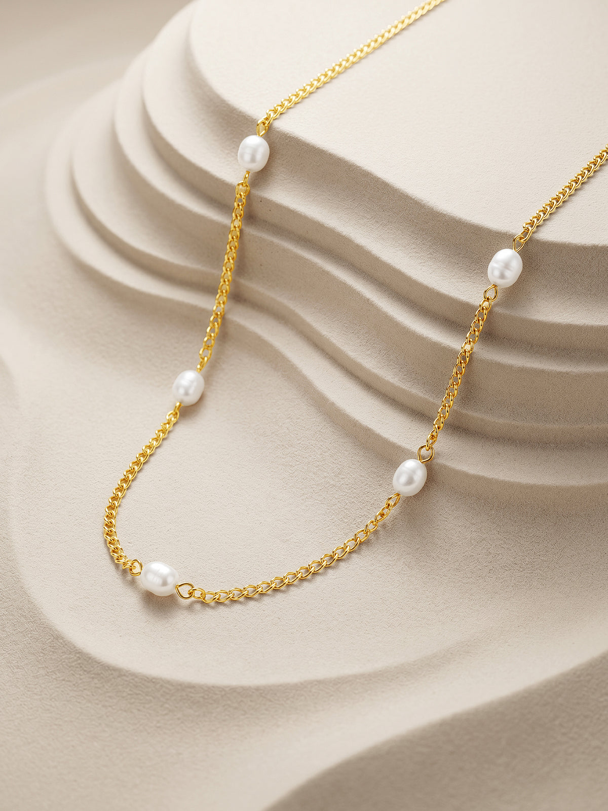IXIA by GIVA Pearl Current Gold Plated Station Necklace