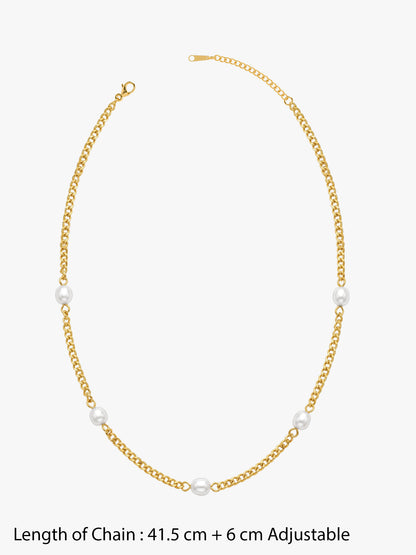 Pearl Current Gold Plated Station Necklace
