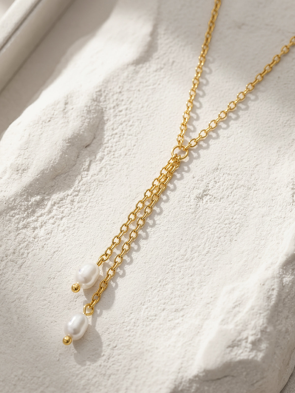 IXIA by GIVA Late Night Pearl Gold Plated Y Necklace