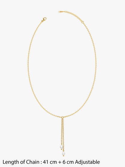 Late Night Pearl Gold Plated Y Necklace