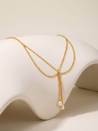 IXIA by GIVA Pearl Theory Gold Plated Layered Necklace