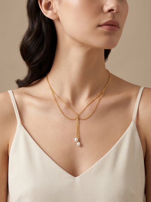 IXIA by GIVA Pearl Theory Gold Plated Layered Necklace