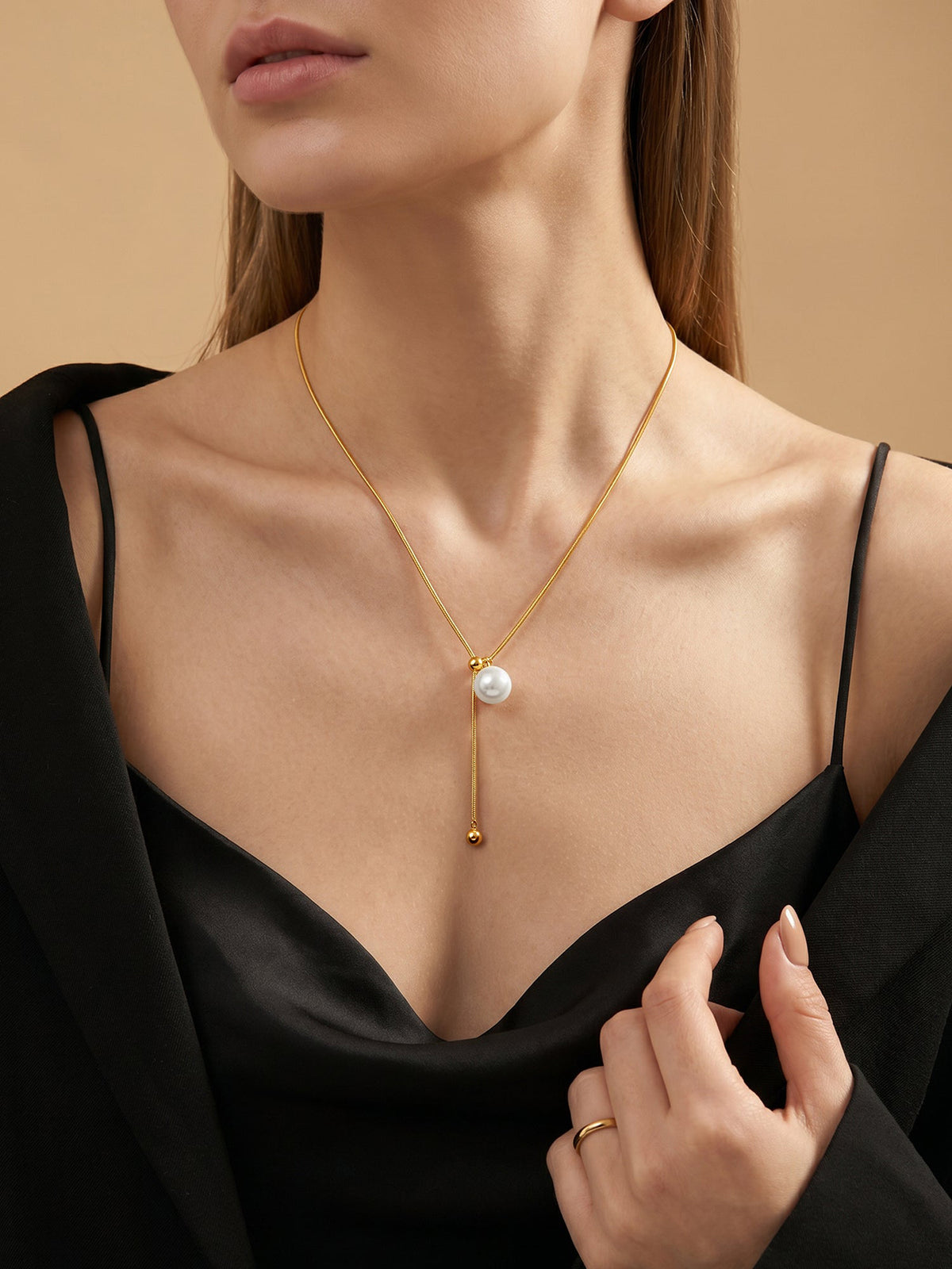 IXIA by GIVA Late Night Gold Plated Lariat Necklace