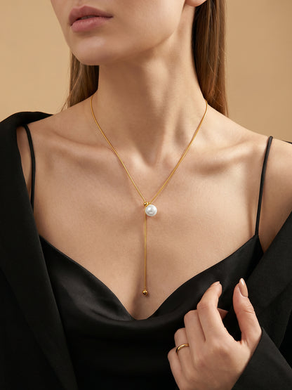Late Night Gold Plated Lariat Necklace