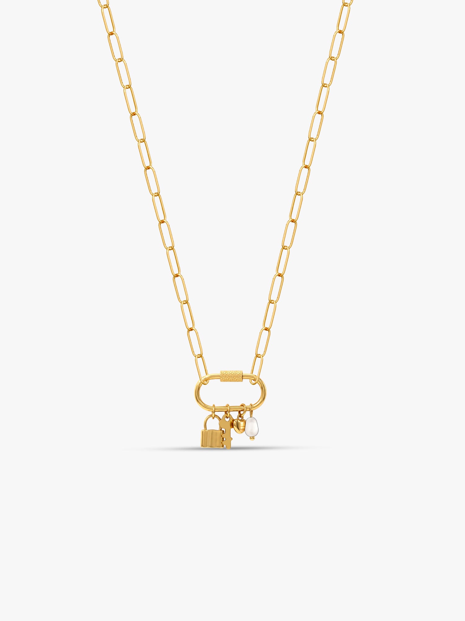 Lock Signal Gold Plated Charm Necklace